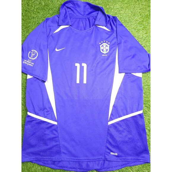 Ronaldinho Brazil 2002 WORLD CUP Away Soccer Jersey Shirt L